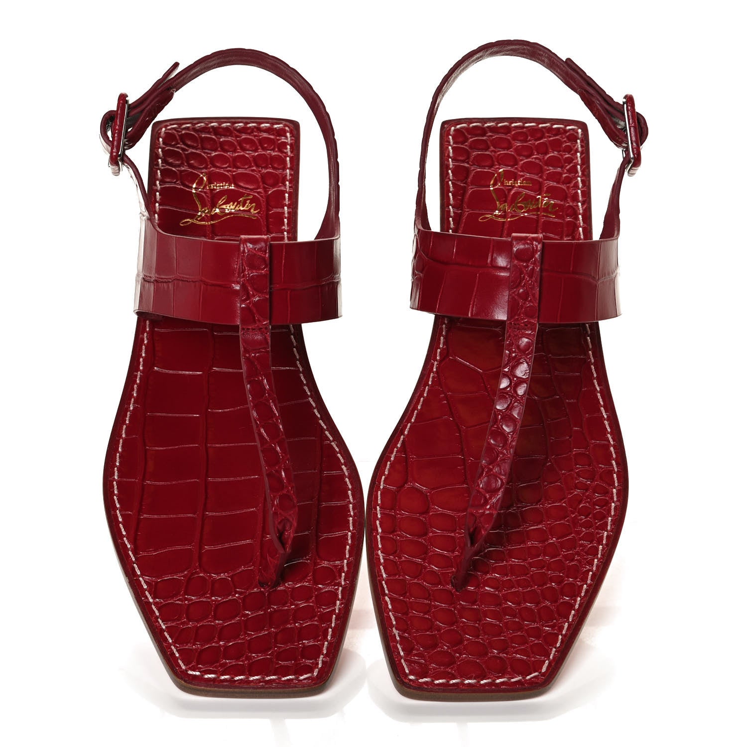 Christian Louboutin Calfskin Alligator Embossed Cubongo Flat Sandals 39.5 Persan 5 of 11