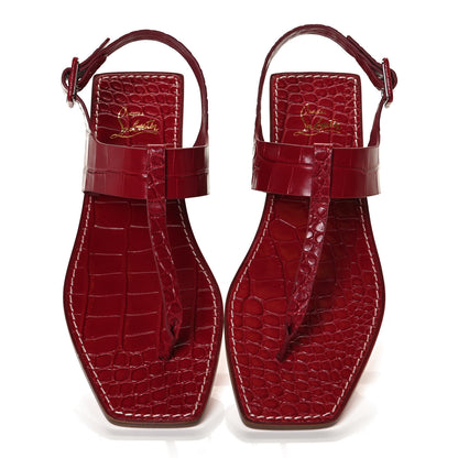 Christian Louboutin Calfskin Alligator Embossed Cubongo Flat Sandals 39.5 Persan 5 of 11