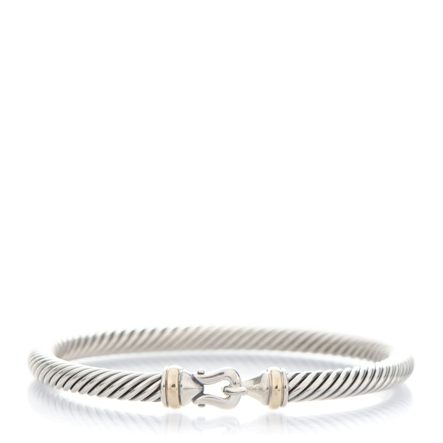 Sterling Silver 18K Yellow Gold 5mm Cable Classic Buckle Bracelet
