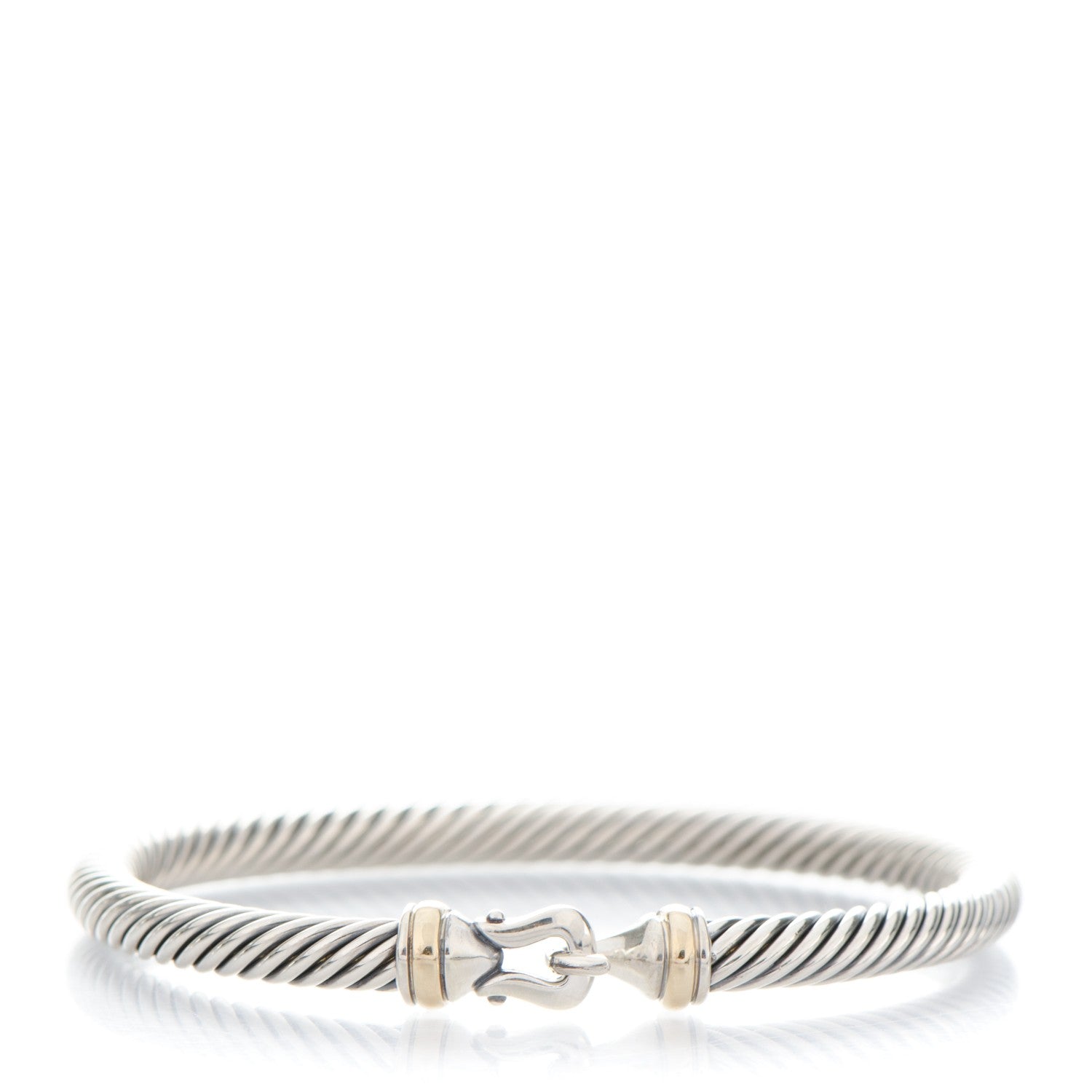 David Yurman Sterling Silver 18K Yellow Gold 5mm Cable Classic Buckle Bracelet 1 of 4