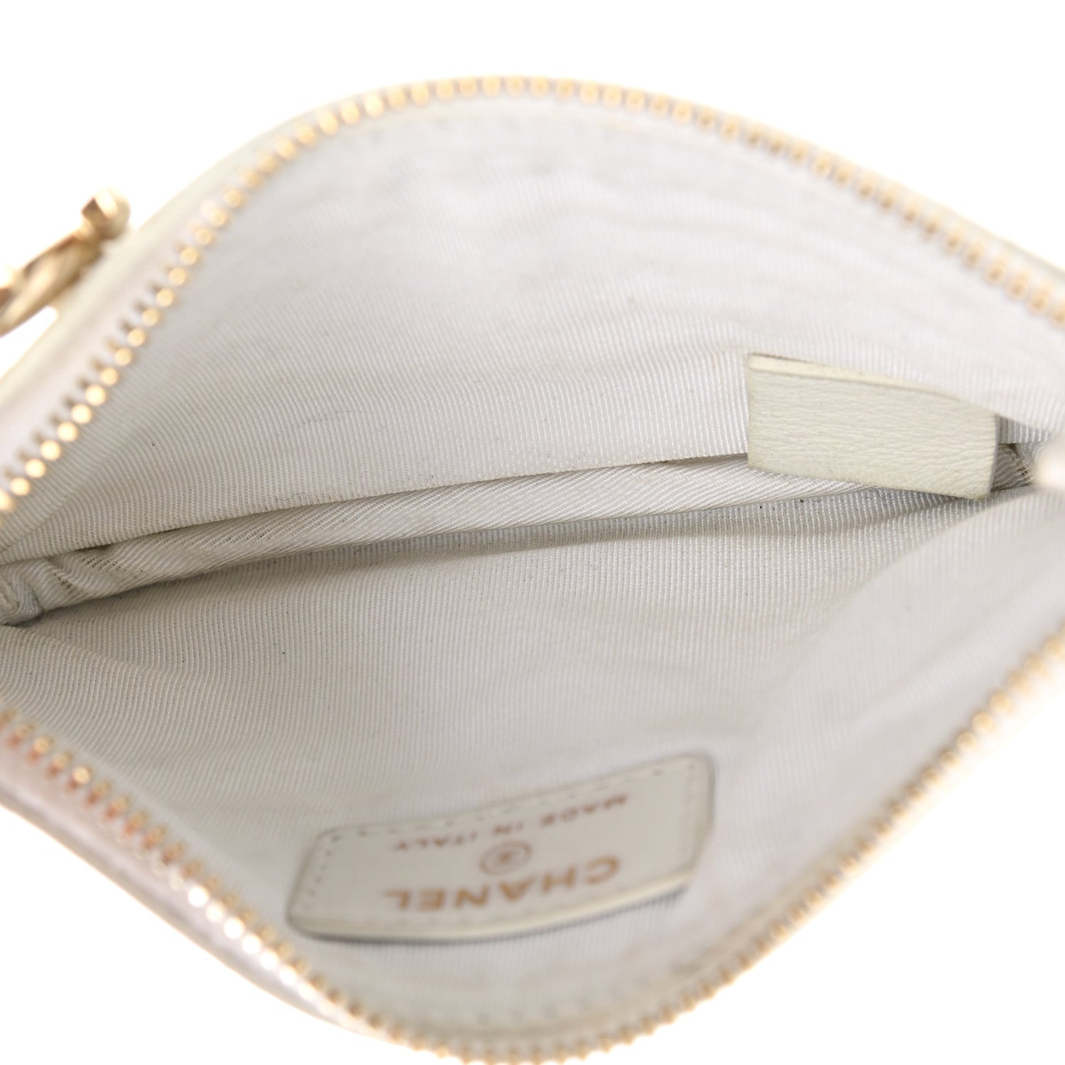Chanel Calfskin Crocodile Embossed Cocodile Cosmetic Case White Gold 5 of 11