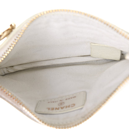 Chanel Calfskin Crocodile Embossed Cocodile Cosmetic Case White Gold 5 of 11