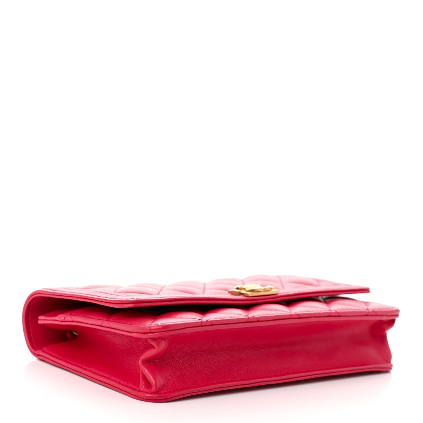Lambskin Quilted Boy Wallet On Chain WOC Dark Fuchsia