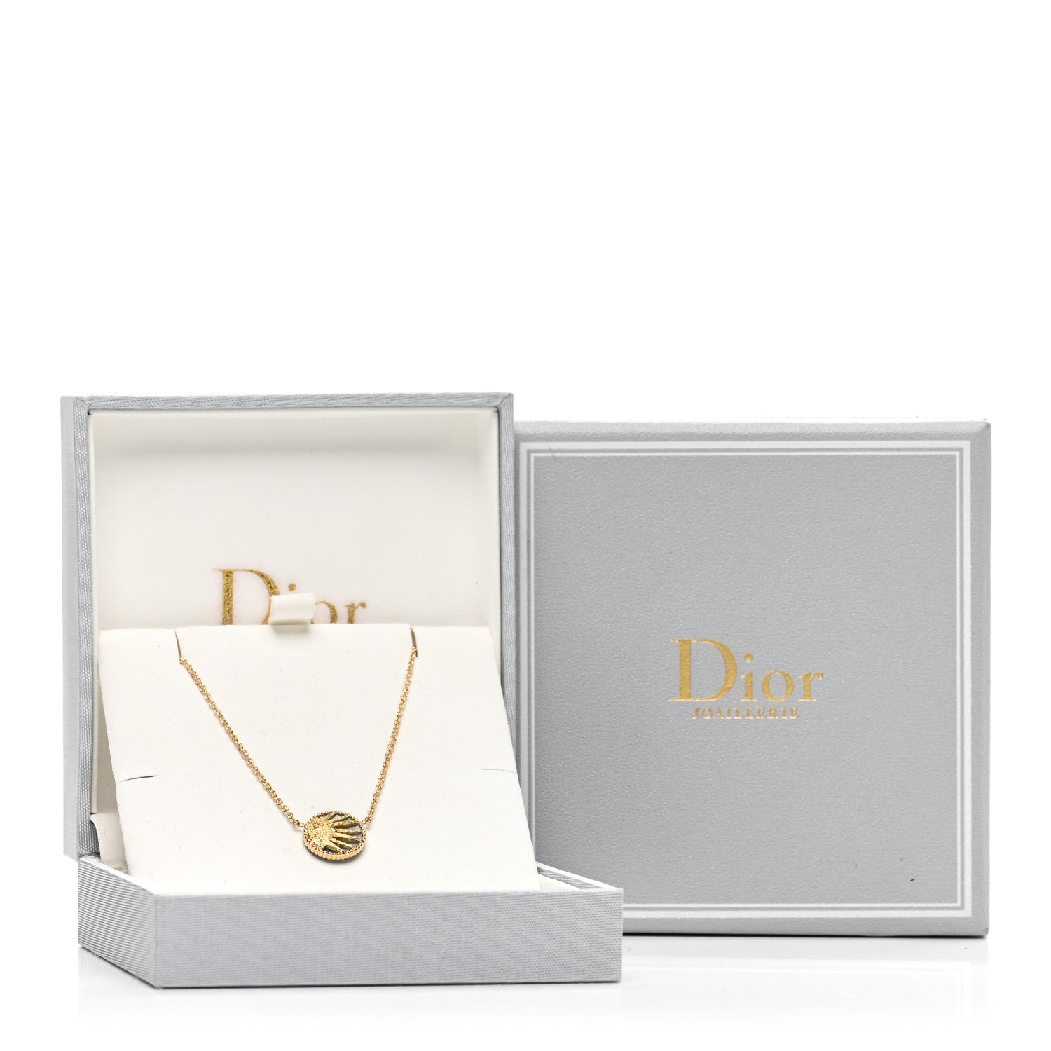 Christian Dior 18K Yellow Gold Diamond Black Onyx Mother of Pearl Rose Celeste Pendant Necklace 7 of 7