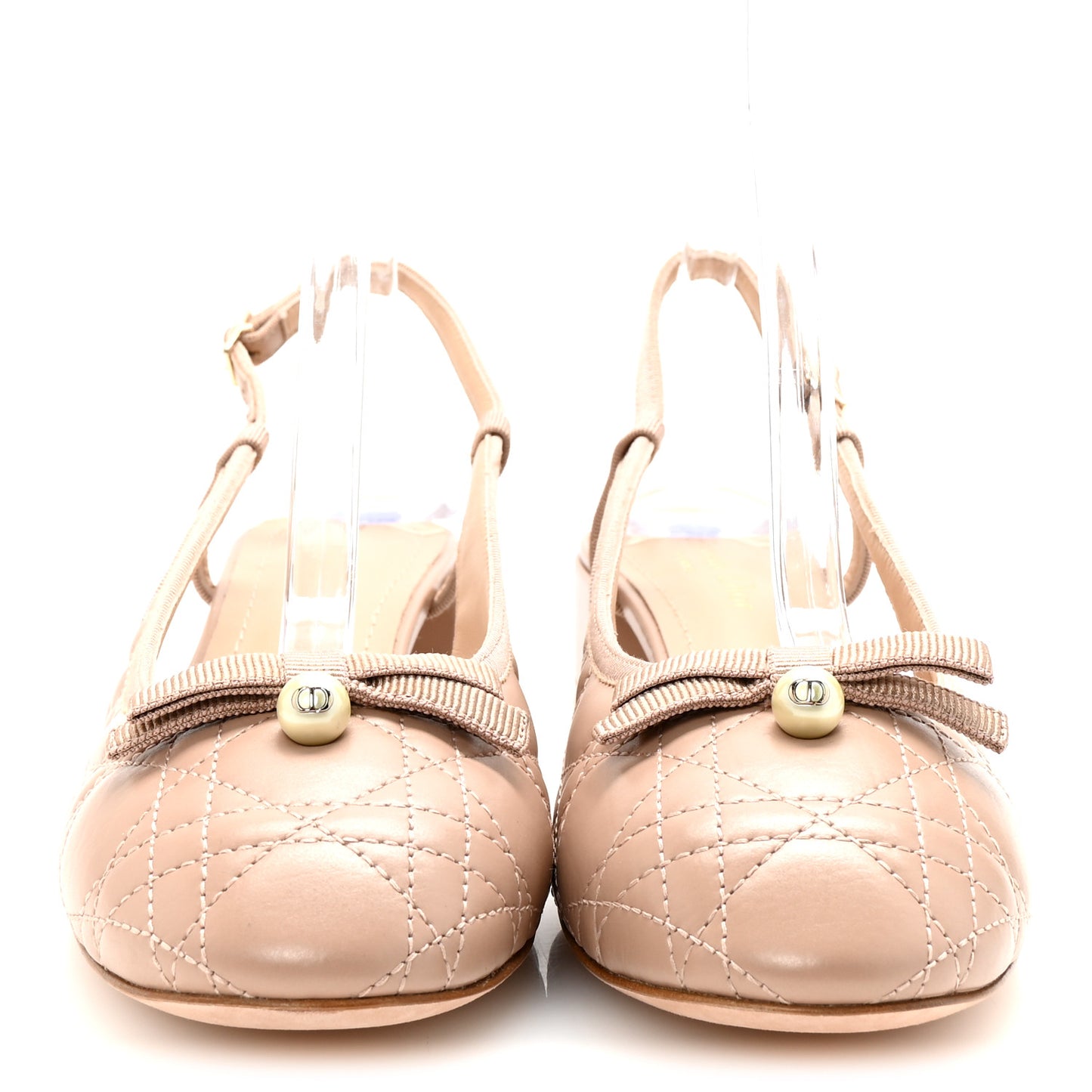 Calfskin Cannage Ballet Slingback Pumps 39.5 Nude