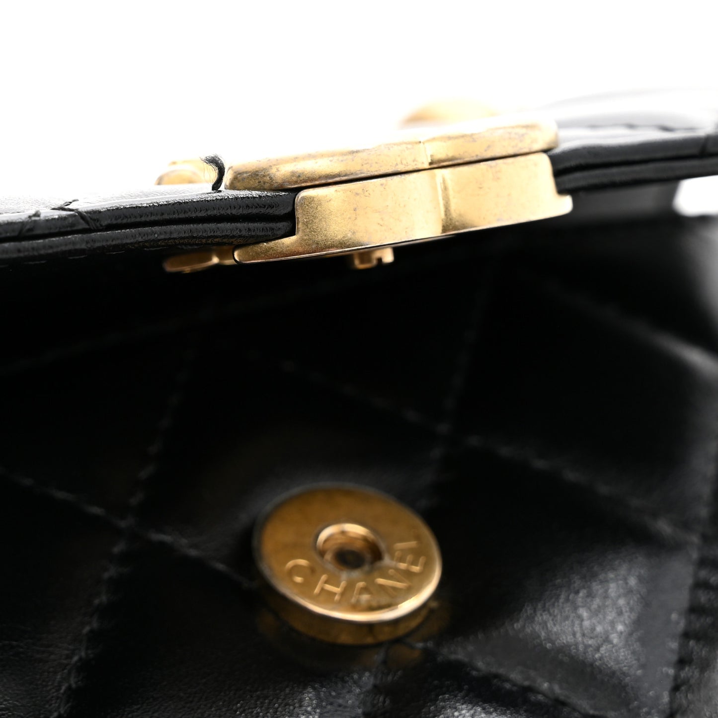 Calfskin Quilted Perfect Fit Coin Purse With Chain Black