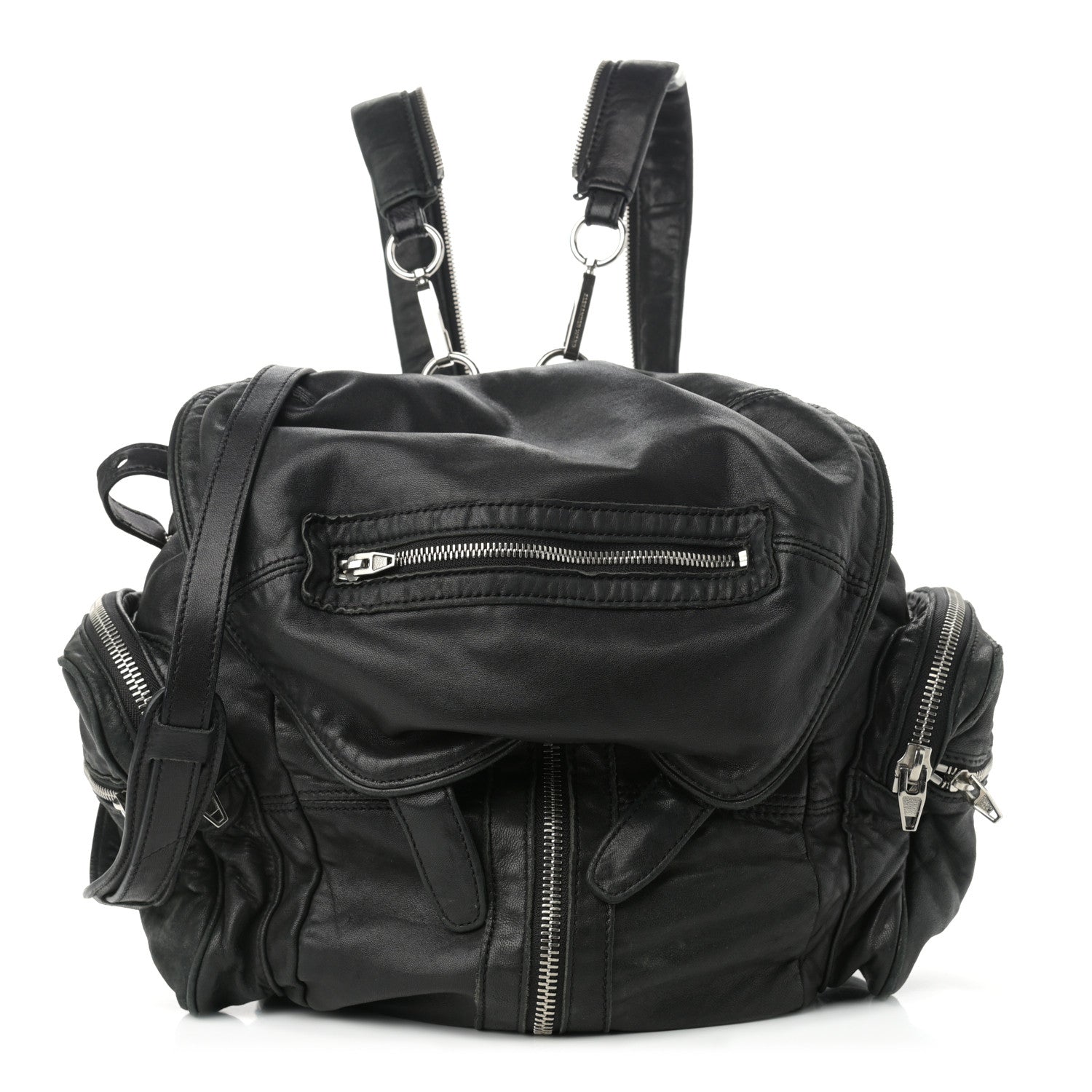 Alexander Wang Lambskin Marti Backpack Bag Washed Black Rhodium Hardware 1 of 11