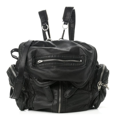 Alexander Wang Lambskin Marti Backpack Bag Washed Black Rhodium Hardware 1 of 11