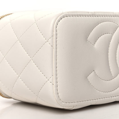 Chanel Lambskin Enamel Quilted Small Coco Hearts Vanity Case With Chain White 10 of 11