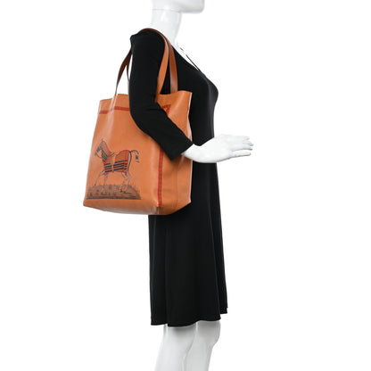 Hermes Veau Sikkim Horse Print Double Sens 36 Reversible Tote Cognac Fauve 2 of 15