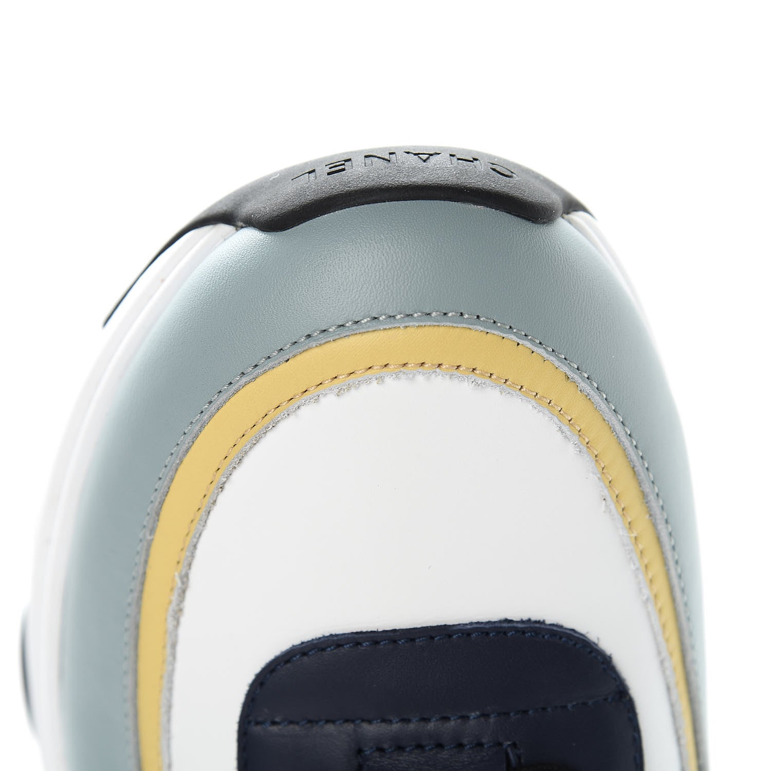 Chanel Calfskin Patent CC Sneakers 41 White Blue Yellow 9 of 14