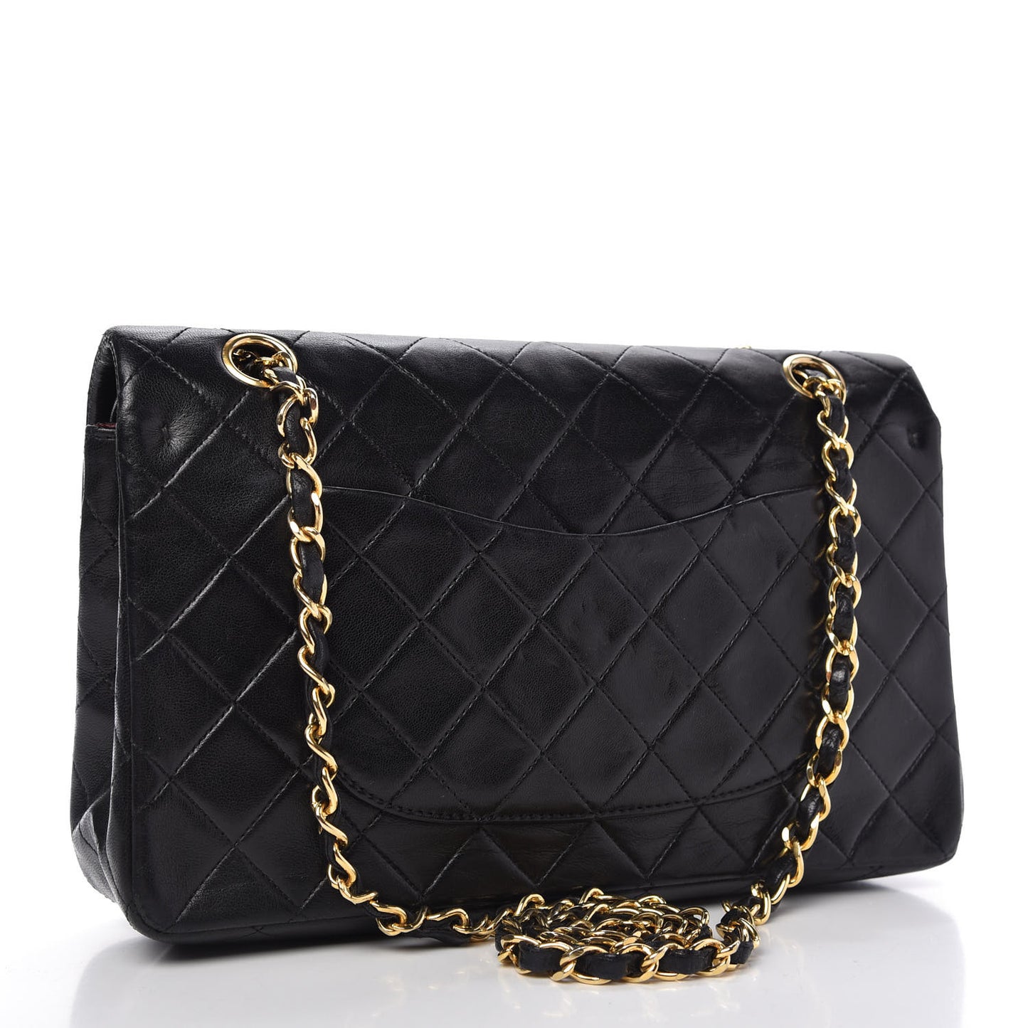 Lambskin Quilted Medium Double Flap Black