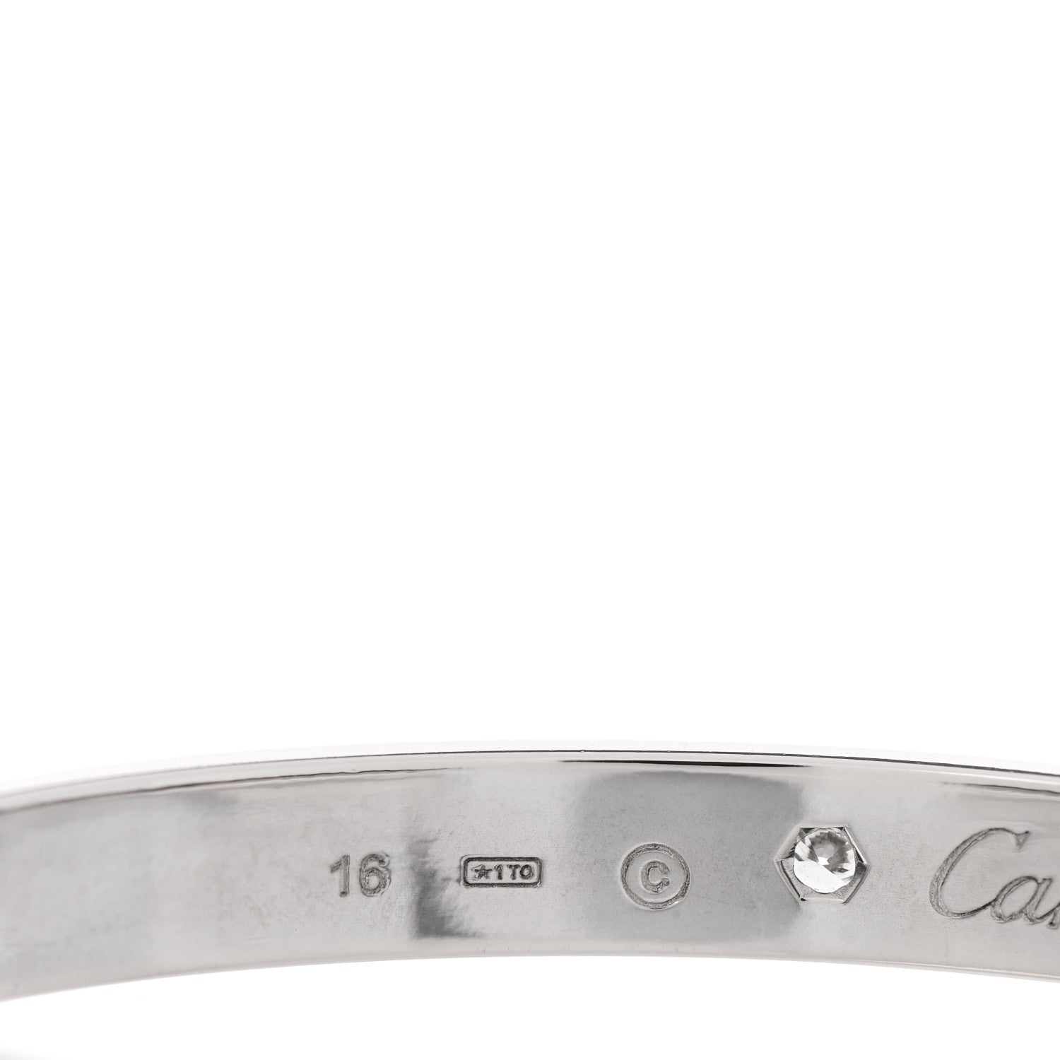 Cartier 18K White Gold 1 Diamond LOVE Cuff Bracelet 16 3 of 5