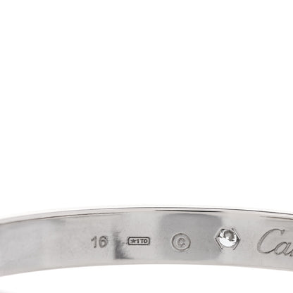 Cartier 18K White Gold 1 Diamond LOVE Cuff Bracelet 16 3 of 5