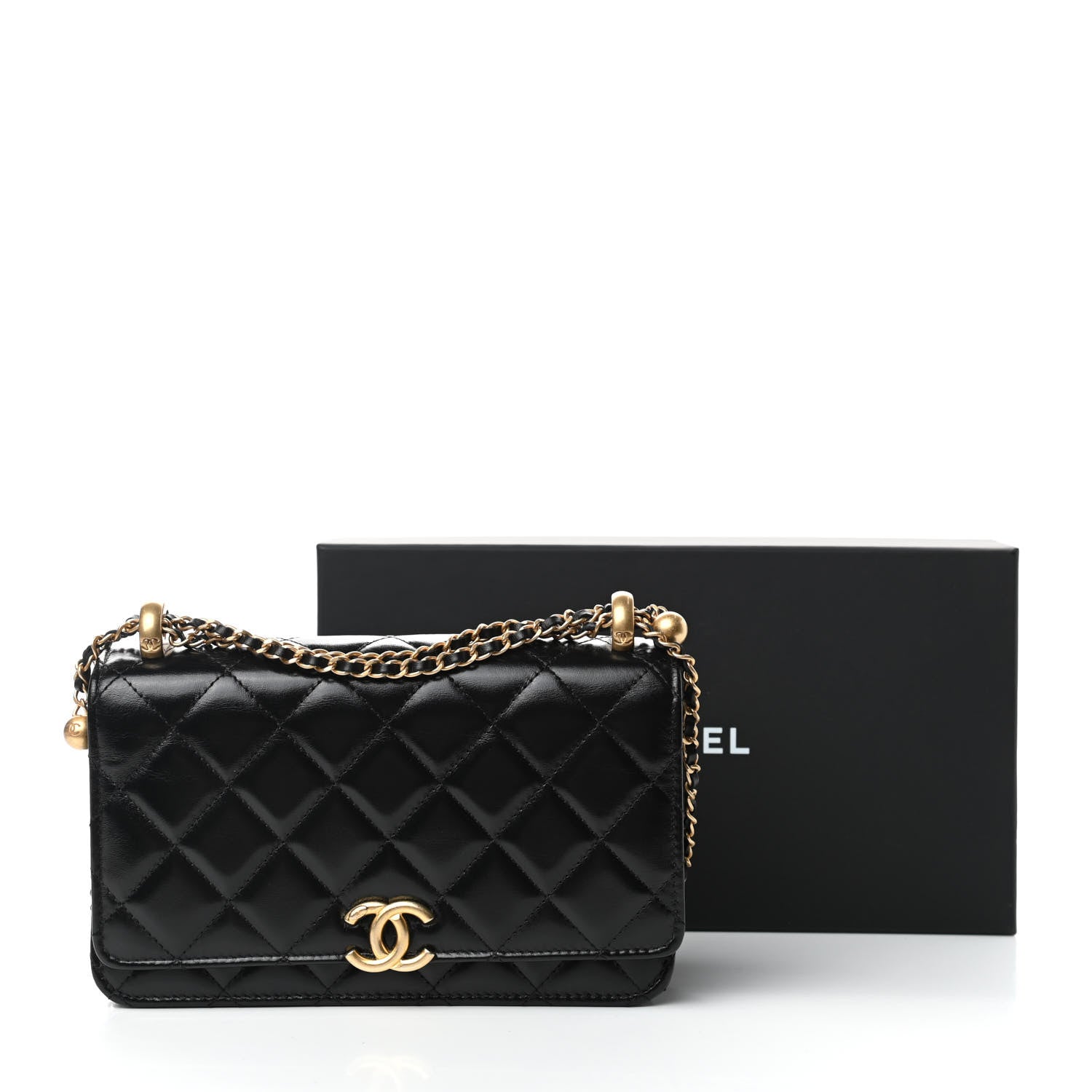 Chanel Calfskin Quilted Perfect Fit Wallet On Chain WOC Black 12 of 12