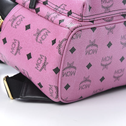 MCM Visetos Studded Colorblock Small Stark Brock Backpack Pink Black 8 of 11