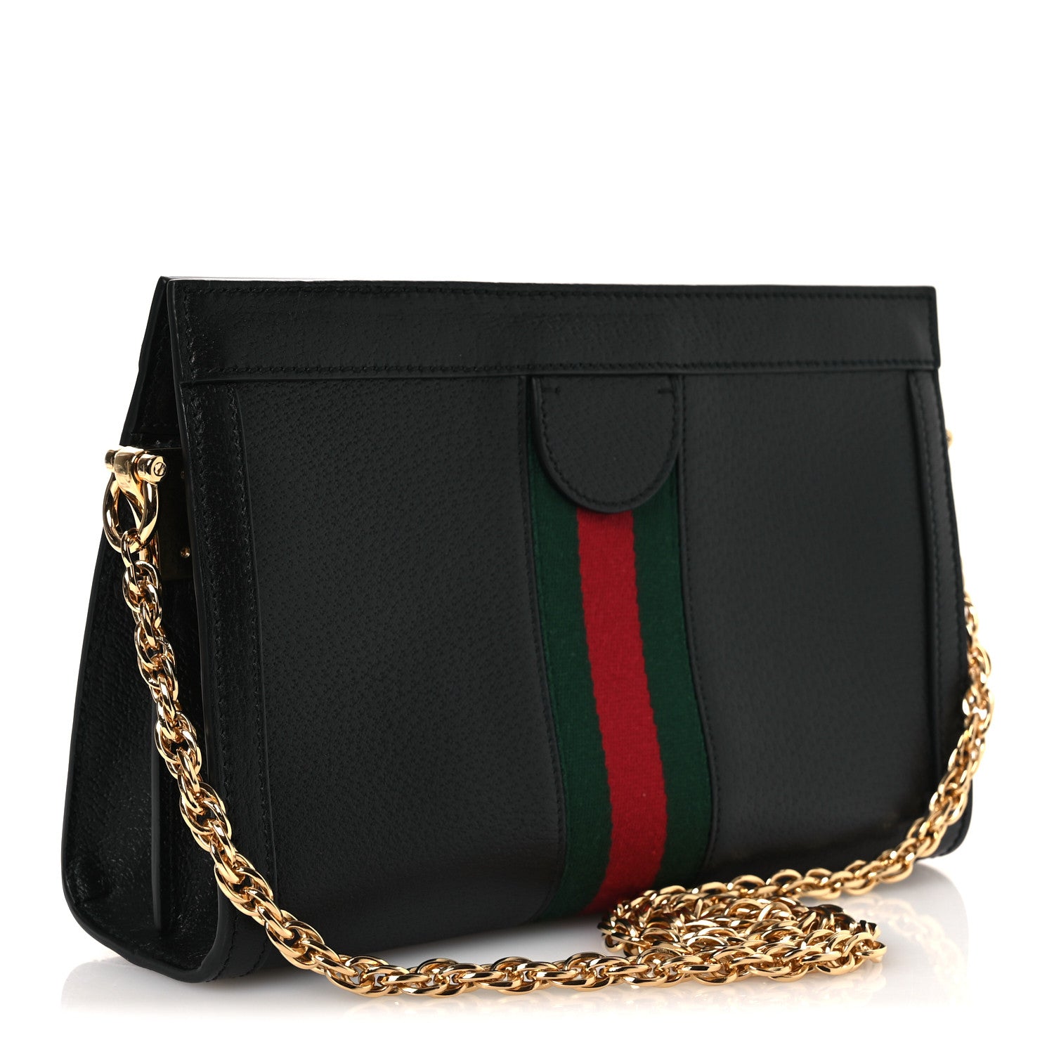Gucci Calfskin GG Web Small Ophidia Chain Shoulder Bag Black 3 of 10