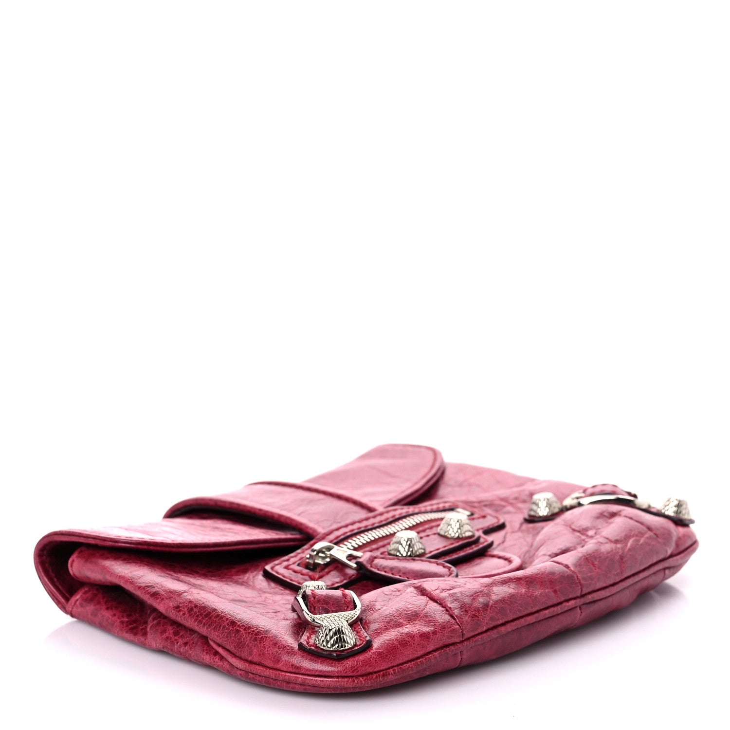 Balenciaga Agneau Giant 12 Silver Hardware Pouch Flap Clutch Pourpre 4 of 9