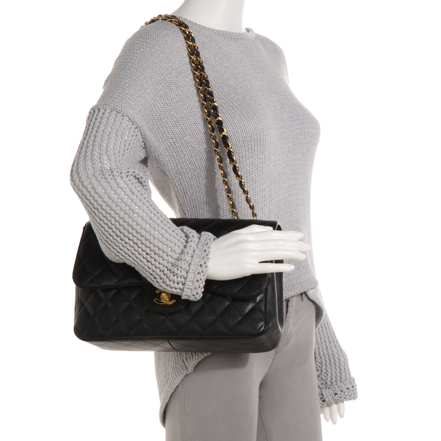 Chanel Caviar Jumbo Single Flap Black 2 of 9
