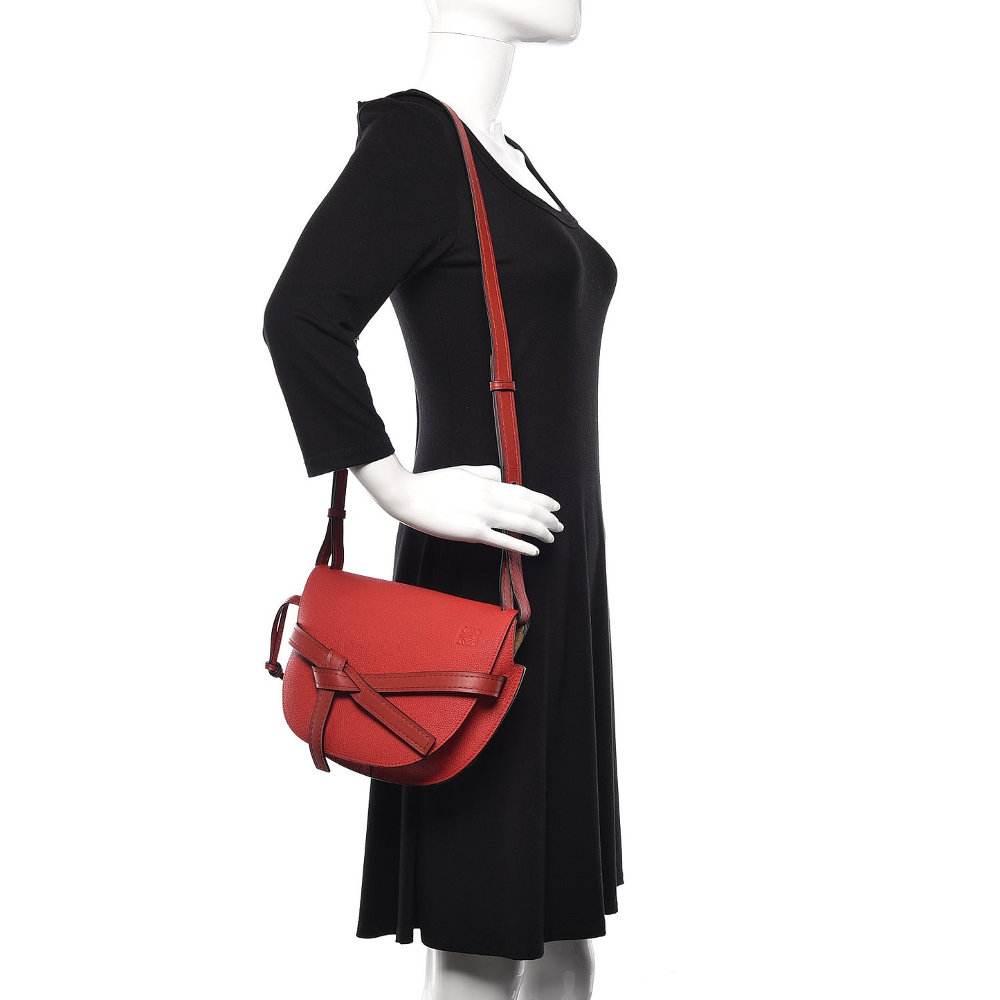 Soft Grain Calfskin Small Gate Crossbody Bag Scarlet Red Burnt Red