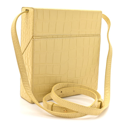Bottega Veneta Calfskin Crocodile Embossed Daisey Box Clutch Yellow 3 of 12