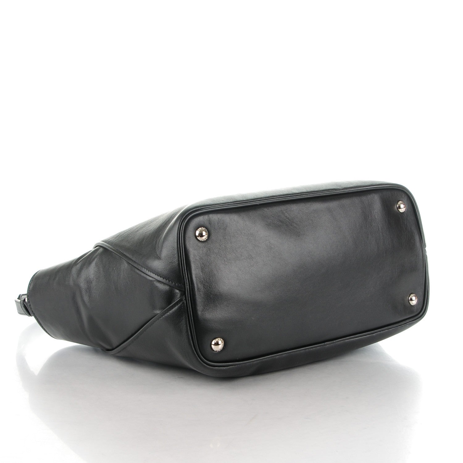 Prada Soft Calfskin Large Studded East West Tote Nero Black 4 of 9