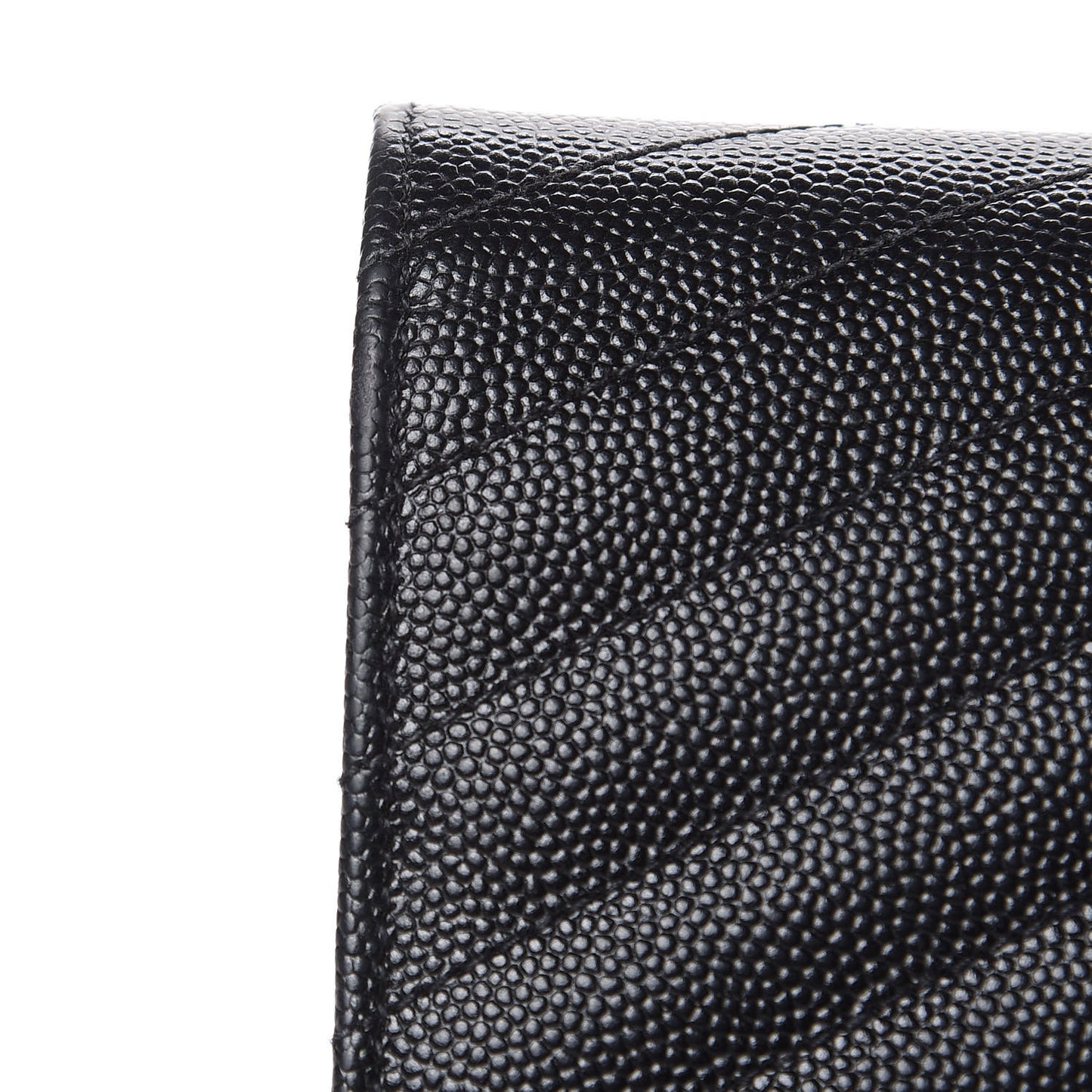 Grain De Poudre Matelasse Chevron Monogram Envelope Chain Wallet Black