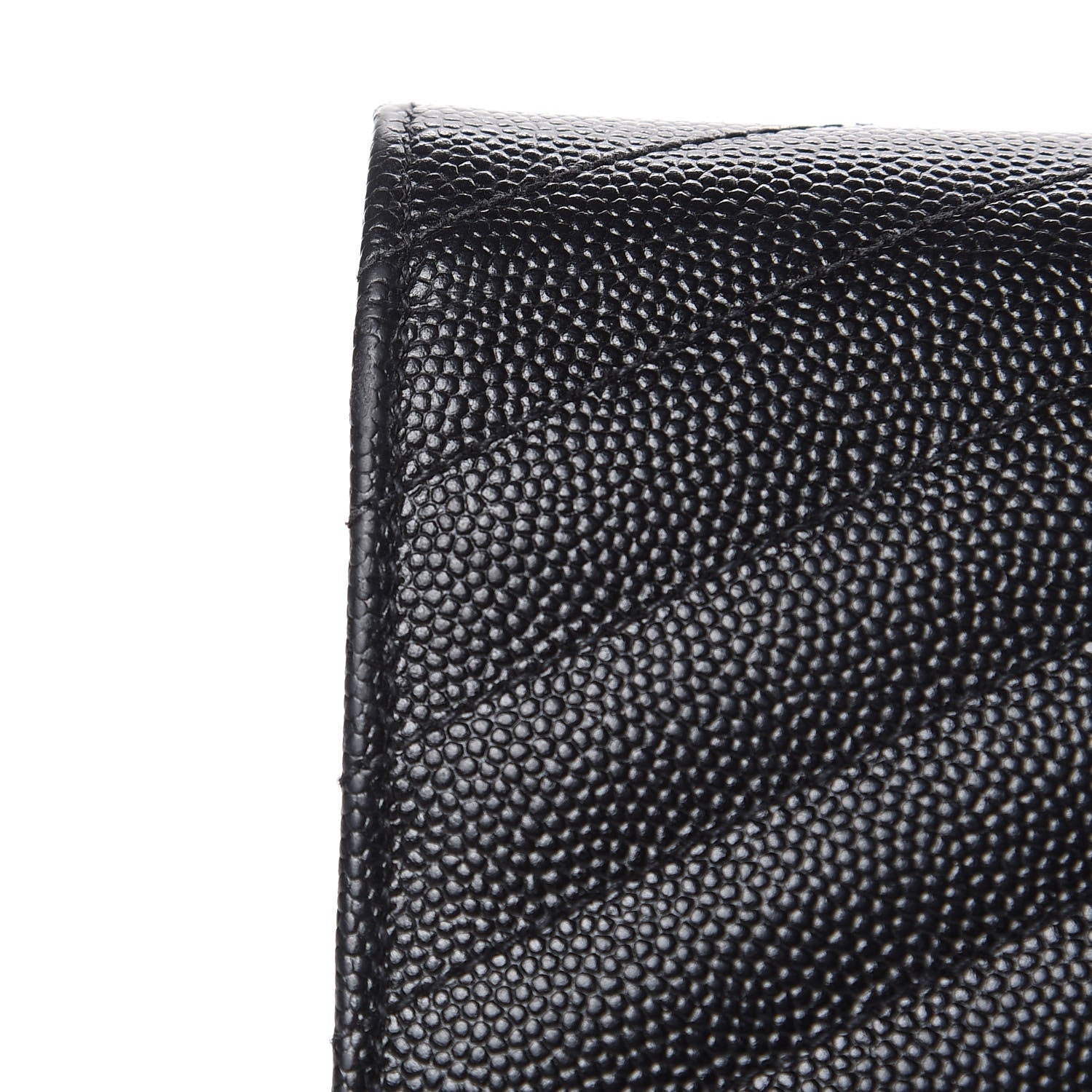 Saint Laurent Grain De Poudre Matelasse Chevron Monogram Envelope Chain Wallet Black 10 of 16