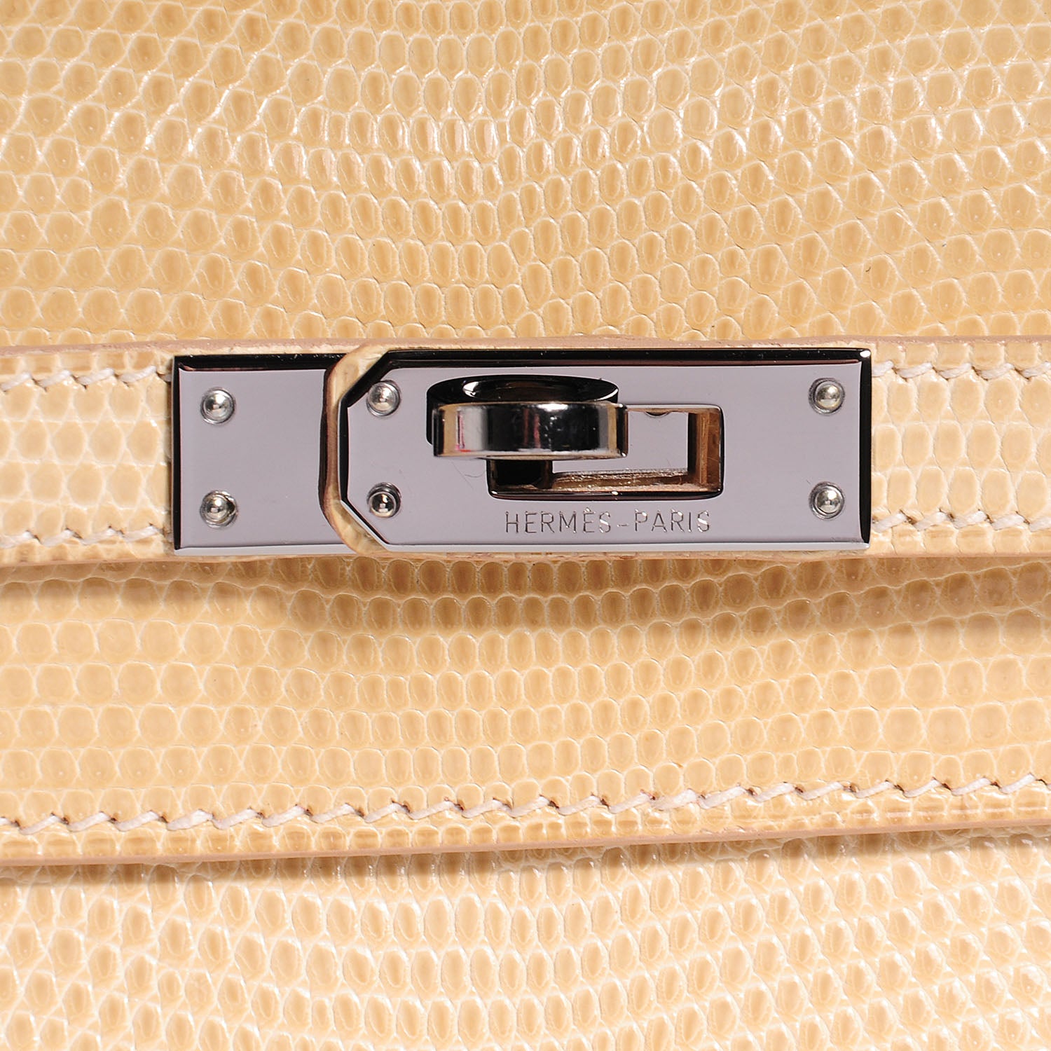 Hermes Lizard Kelly Pochette Clutch Beige 10 of 15