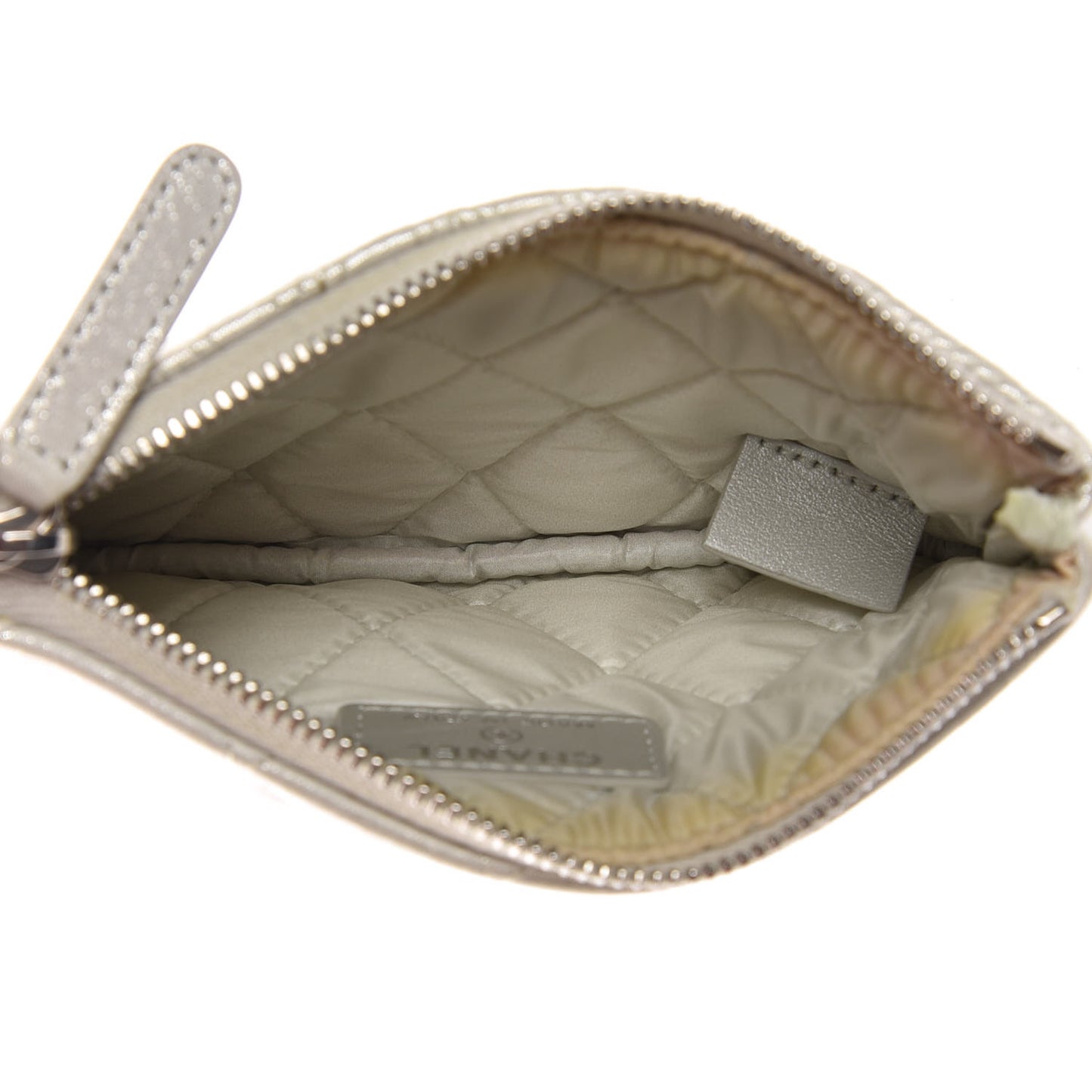 Metallic Lambskin Star Embossed Coin Purse Case Silver