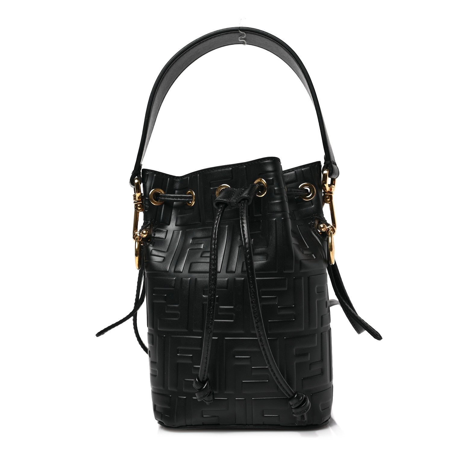 Fendi Vitello Liberty F is Fendi FF 1974 Embossed Mini Mon Tresor Bucket Bag Black 1 of 8