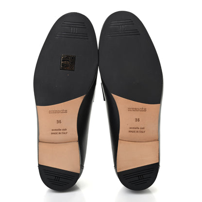 Hermes Calfskin Womens Colette Loafers 36 Black 5 of 8
