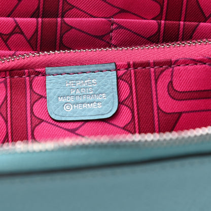 Hermes Epsom Silk'In Wallet Bleu Atoll Rose Tyrien 5 of 7