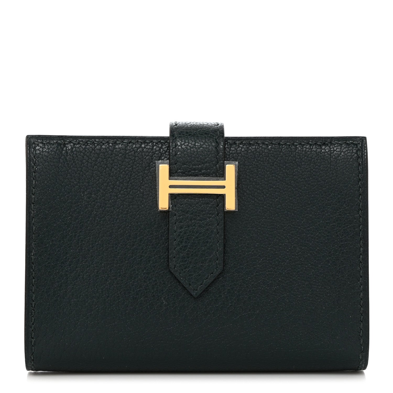 Hermes Chevre Mysore Bearn Card Holder Wallet Vert Cypress 1 of 8