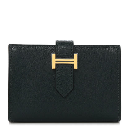 Hermes Chevre Mysore Bearn Card Holder Wallet Vert Cypress 1 of 8