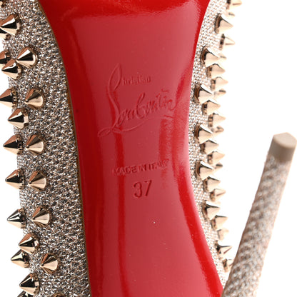 Christian Louboutin Glitter Diams Follies Spikes 100 Pumps 37 Colombe 6 of 18