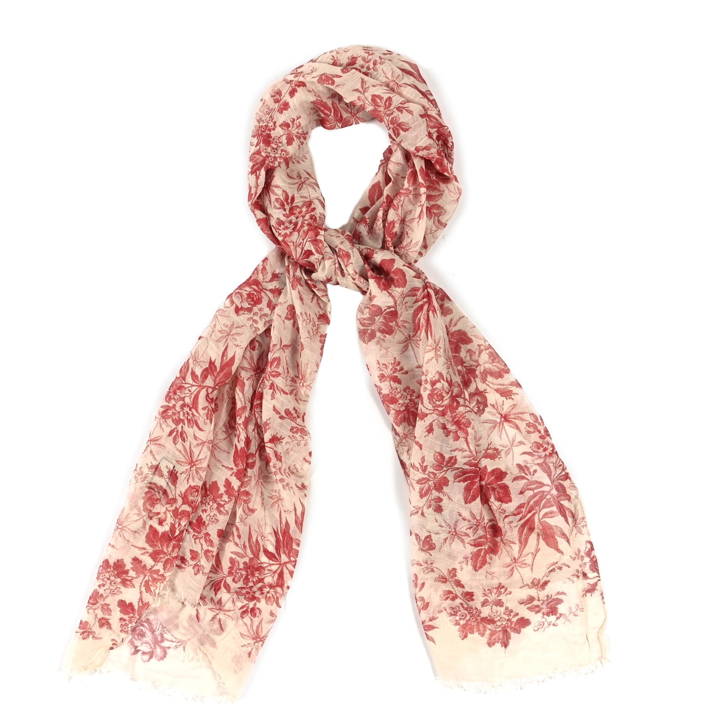 Modal Cotton Silk Erbarium Scarf Lacquer Ivory