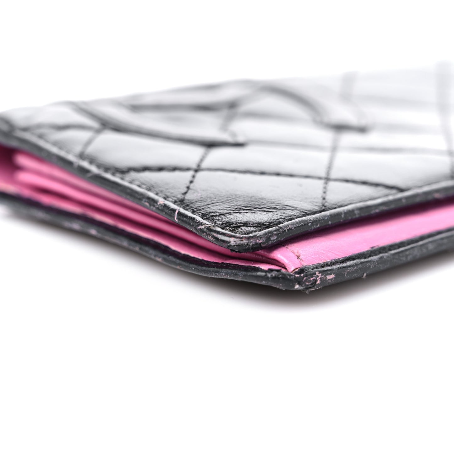 Calfskin Quilted Cambon Yen Wallet Black