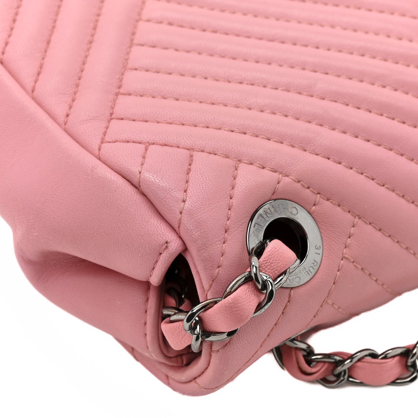 Lambskin Quilted Medium CC Crossing Flap Pink