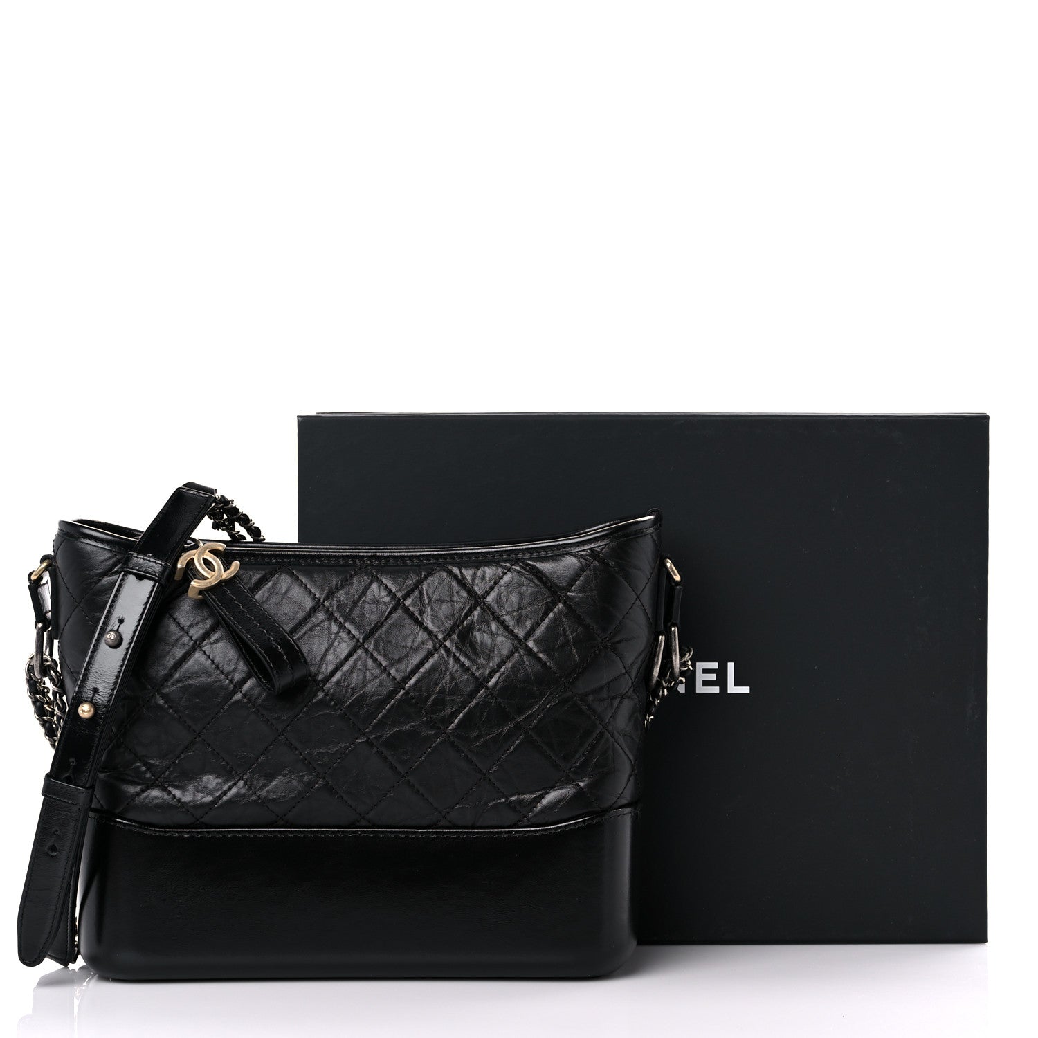 Chanel Aged Calfskin Quilted Medium Gabrielle Hobo Black 10 of 10