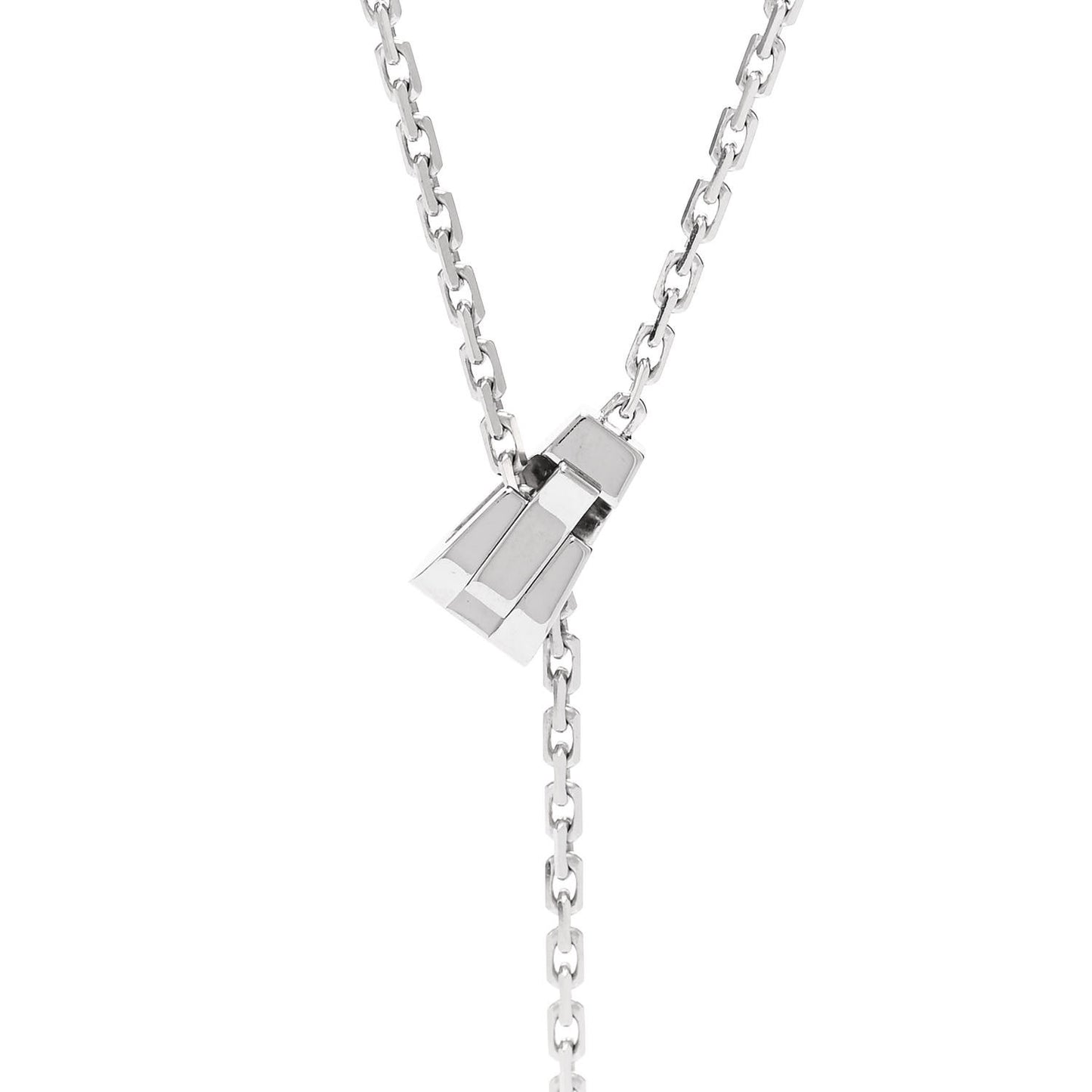 18K White Gold LOVE Lariat Necklace