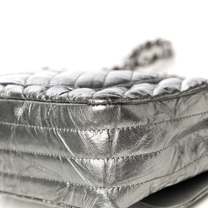 Chanel Patent Metallic Crumpled Calfskin Chevron Quilted Mini Rectangular Flap Silver 9 of 10