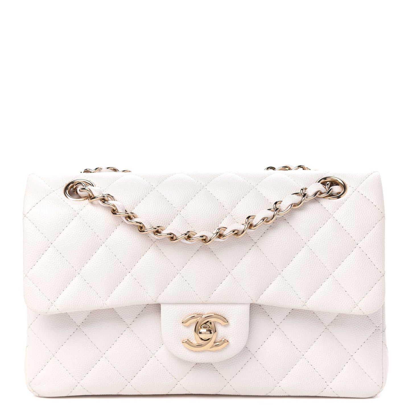 Caviar Quilted Small Double Flap White