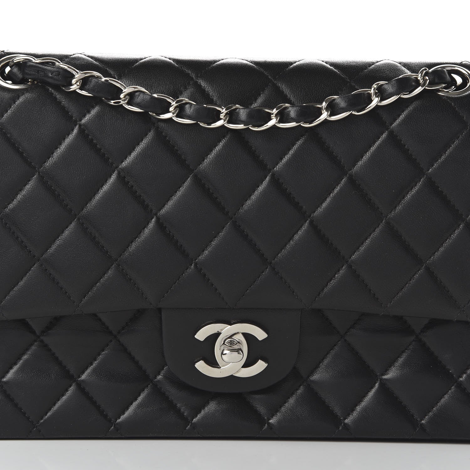 Chanel Lambskin Quilted Medium Double Flap Black 11 of 11