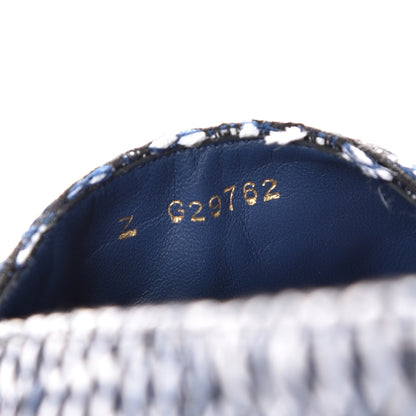 Chanel Tweed Grosgrain CC Espadrilles 42 Black Navy White 10 of 10