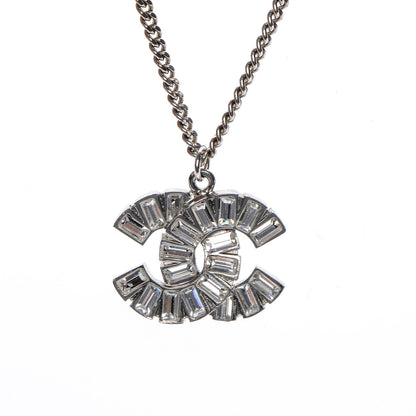 Chanel Baguette Crystal Large CC Necklace Silver 3 of 6