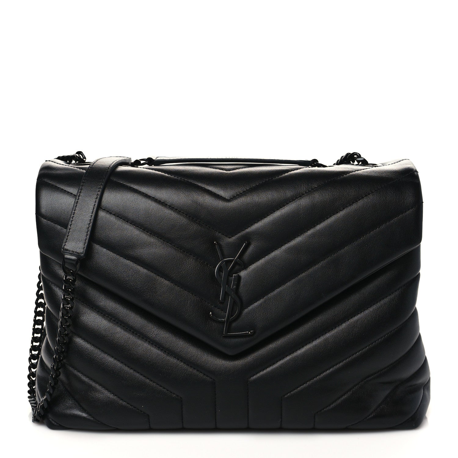 Saint Laurent Calfskin Y Quilted Monogram Medium Loulou Chain Satchel Black 1 of 6