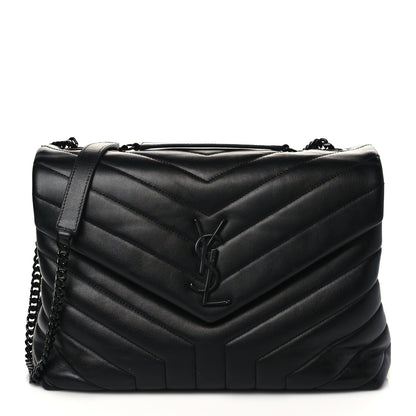 Saint Laurent Calfskin Y Quilted Monogram Medium Loulou Chain Satchel Black 1 of 6