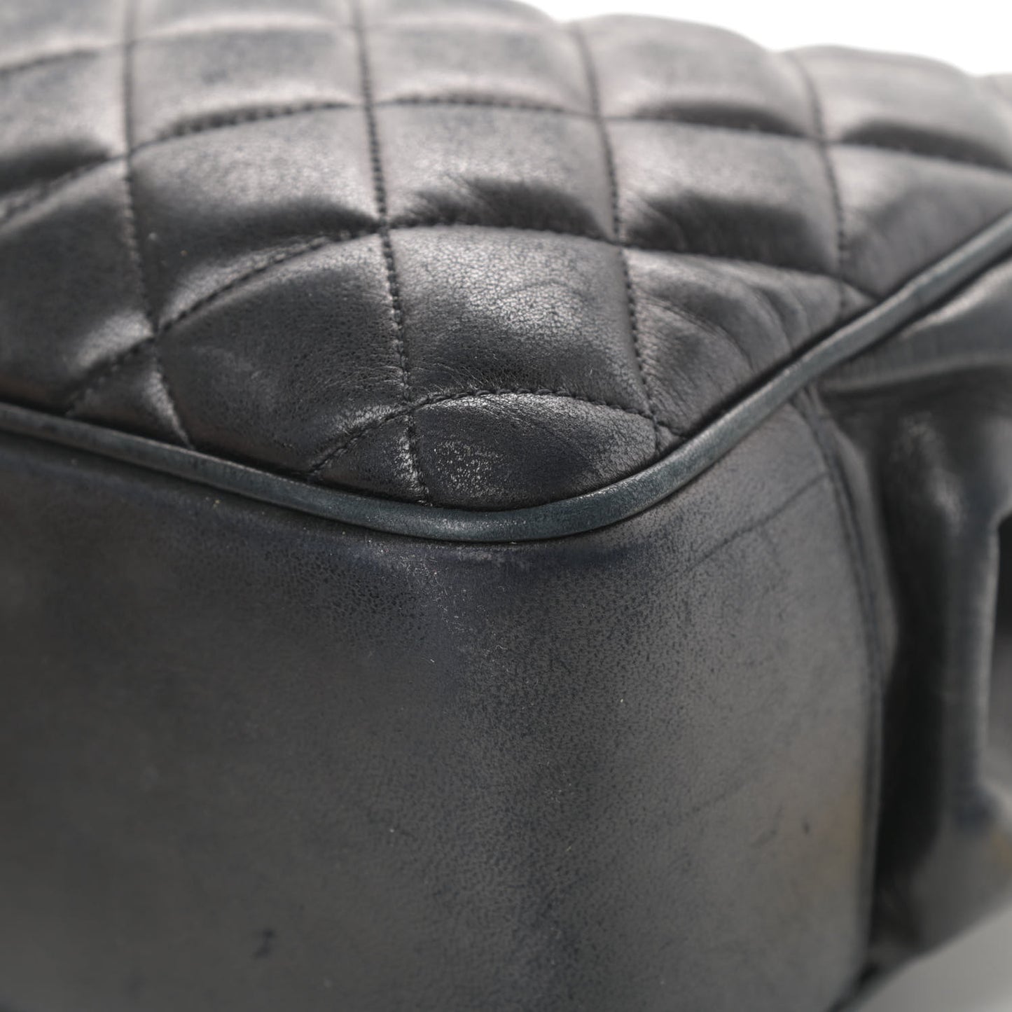 Lambskin Quilted Shopping Tote Black