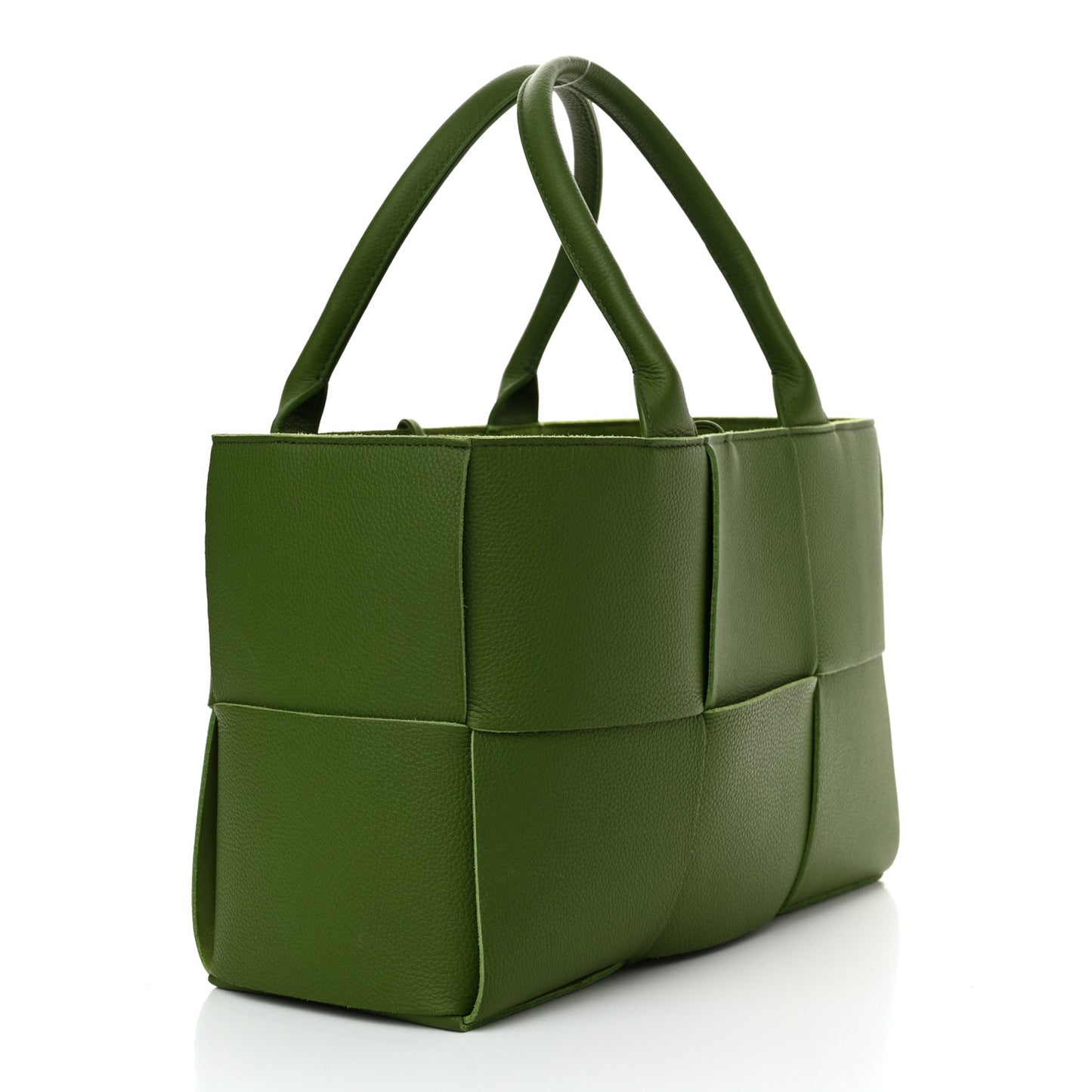 Grained Calfskin Intrecciato Small Arco Tote Avocado